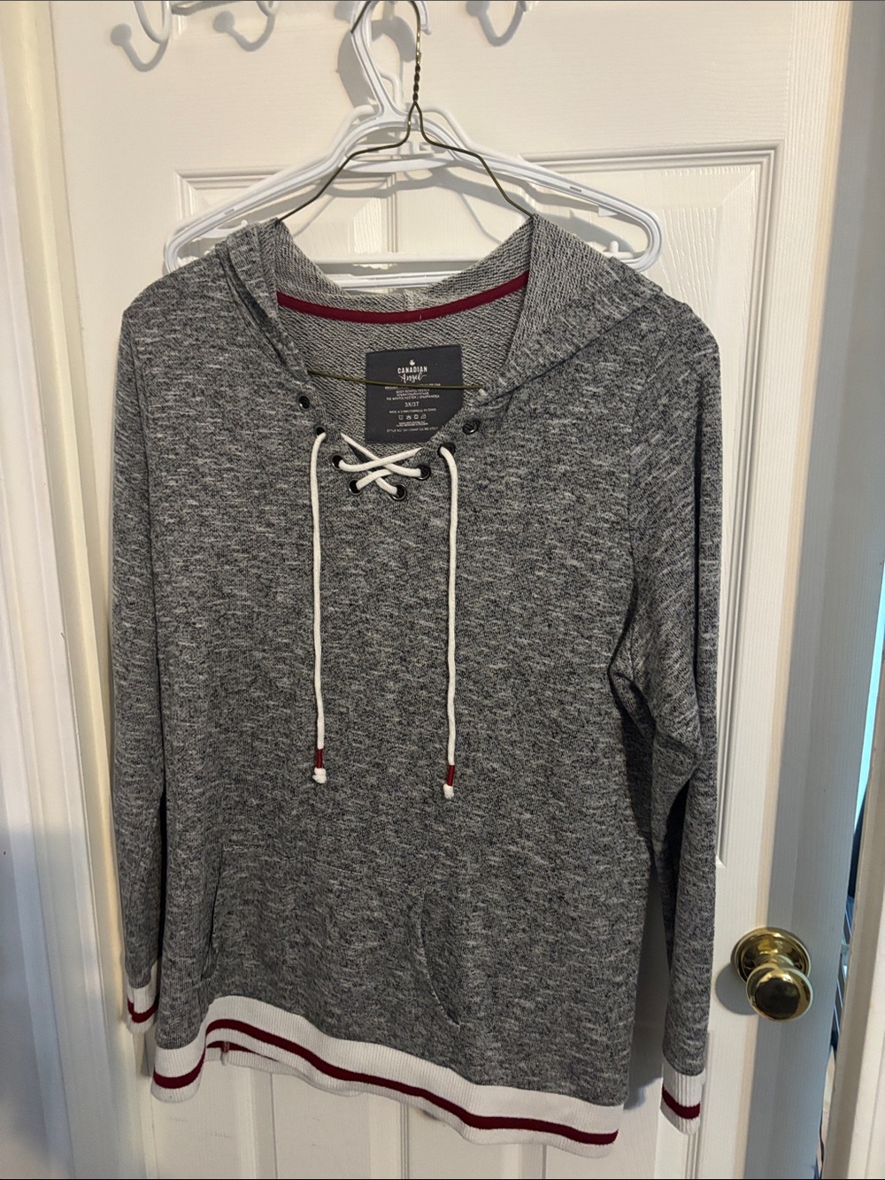 Heather Gray Lace-Up Hooded Sweater
